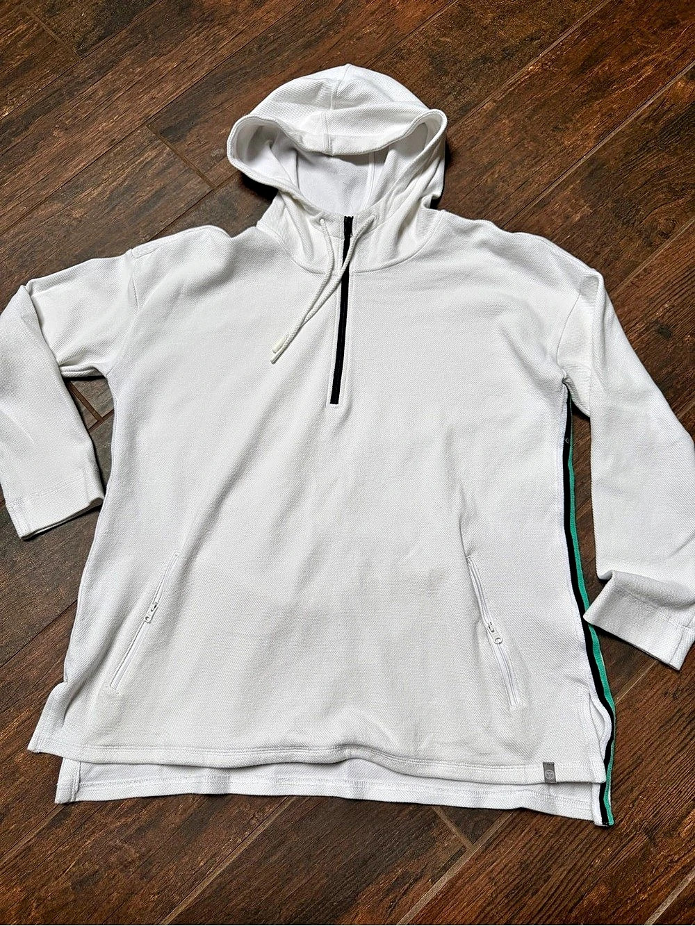 Talbots White Color Block Hoodie. Size L